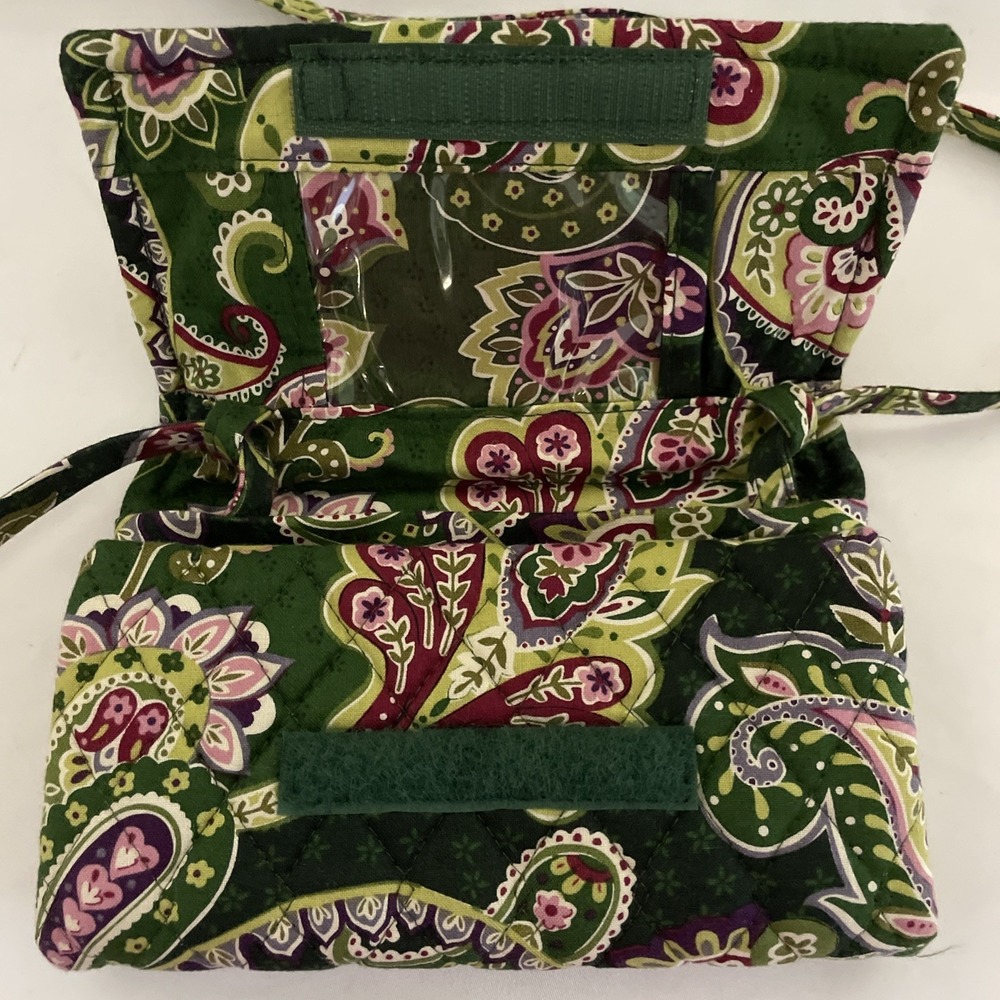 Vera Bradley Trifold Wallet Cross Body Bag Clutch Paisley Flowers Hearts Plaid - Picture 8 of 15